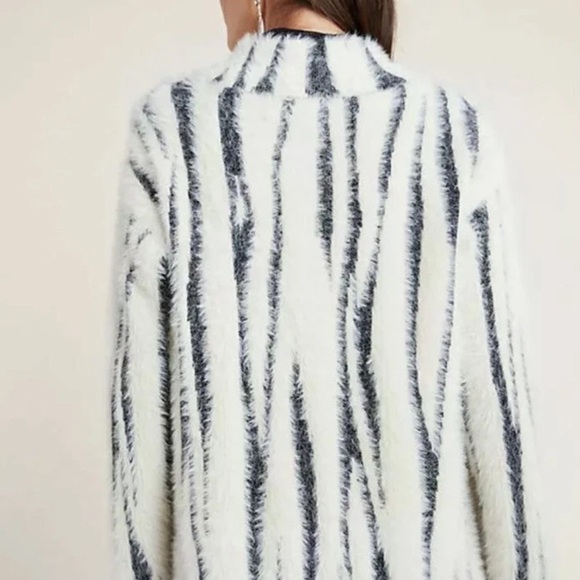 Anthropologie Cindy Eyelash Women Quarter Zip Brushed Knit Zebra Cozy Sweater S - Picture 3 of 9